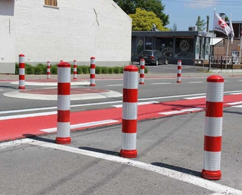 De schoolstraat in zwevegem voorzien met Gumatec rijbaankussens